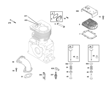 Cylinder Head Group Diagram and Parts List for 243431-3135-08  Briggs and Stratton Engine